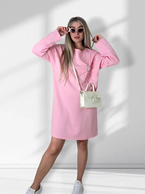 Diamond detail long sleeve dress Pink