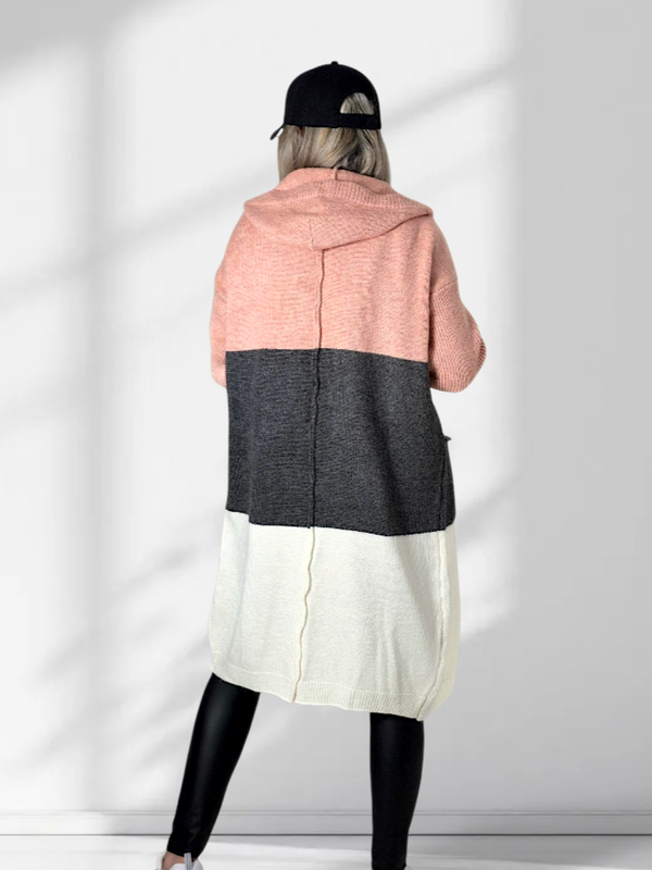 Lili Striped hooded cardigan
