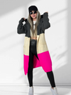 Lili Striped hooded cardigan pink