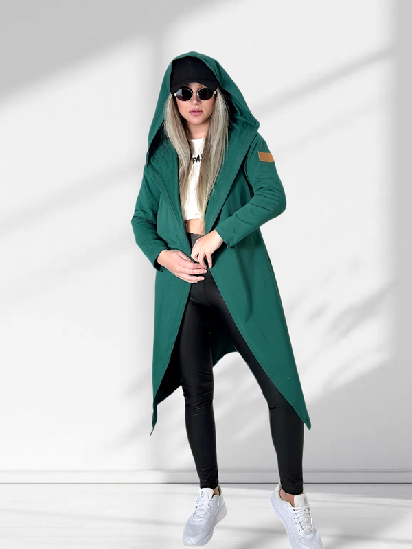 Hooded longline cardigan Green