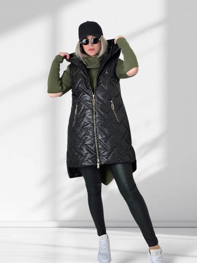Sarah Black hooded quilted gilet