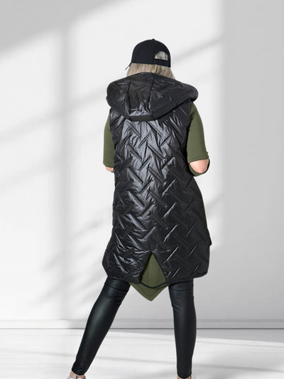 Sarah Black hooded quilted gilet