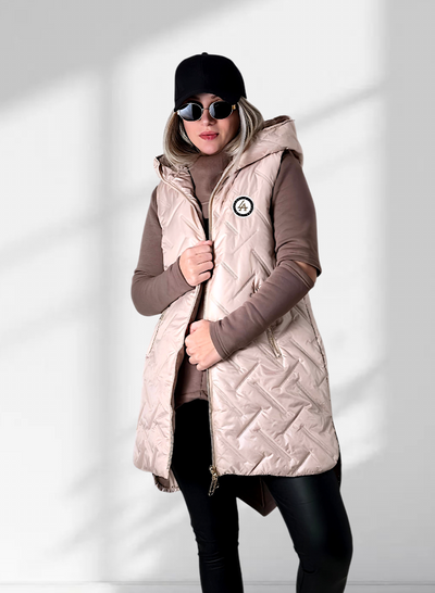 Sarah Blush hooded quilted gilet