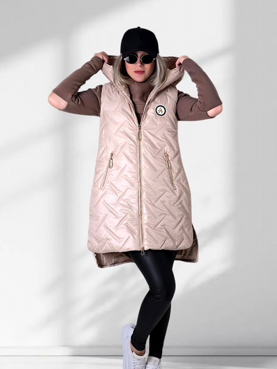 Sarah Blush hooded quilted gilet