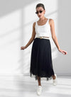 Dara Black structured detail Pleated tulle skirt