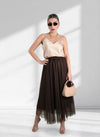 Brown tulle maxi skirt