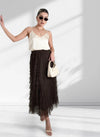 Mila Brown ruffle Tiered tulle skirt
