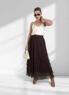 Mila Brown ruffle Tiered tulle skirt