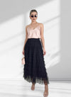 Mila Black ruffle Tiered tulle skirt