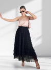 Mila Black ruffle Tiered tulle skirt