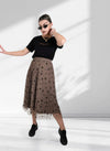 Zoe Brown Flower detail Pleated 2 side skirt