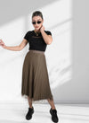Zoe Brown Flower detail Pleated 2 side skirt