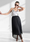 Mia Black Gradient Shiny Tulle pleated skirt