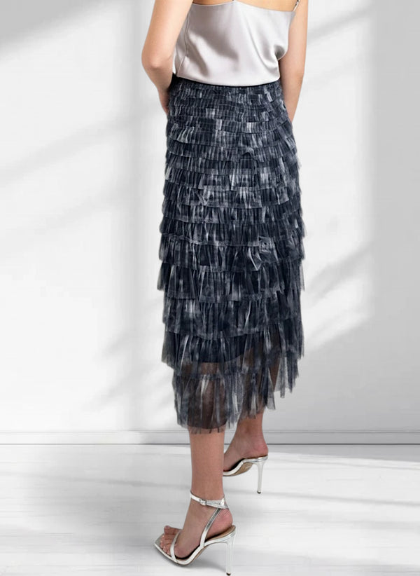 Lucy Black ruffle Tiered tulle skirt
