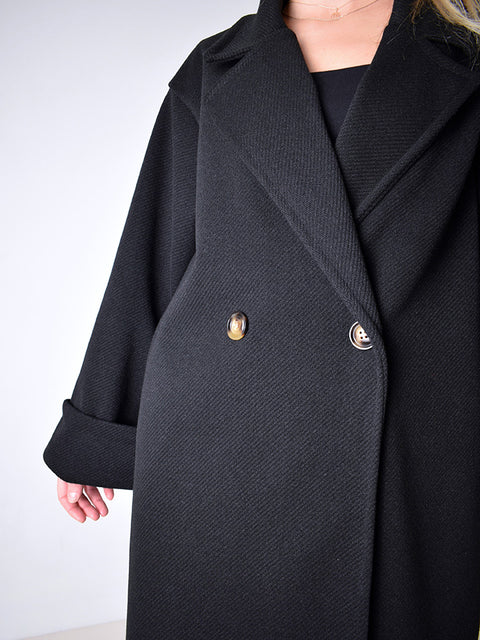 Casie Black longline coat