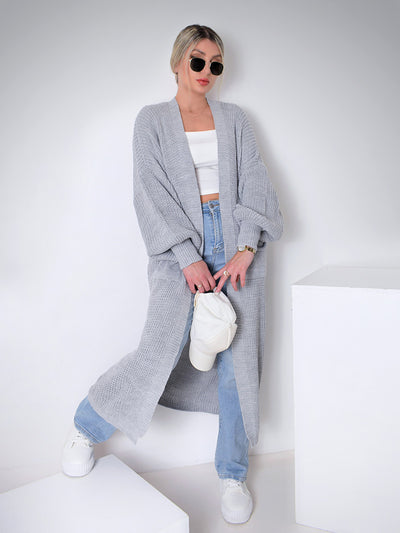 Ava Longline Knitted cardigan Grey