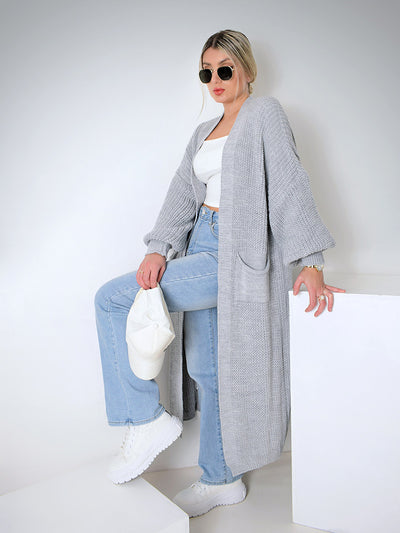 Ava Longline Knitted cardigan Grey