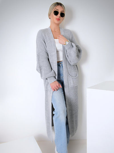 Ava Longline Knitted cardigan Grey