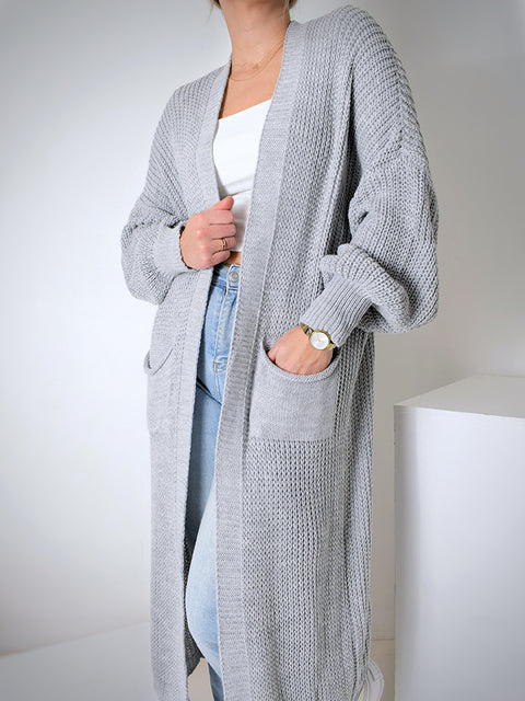 Ava Longline Knitted cardigan Grey