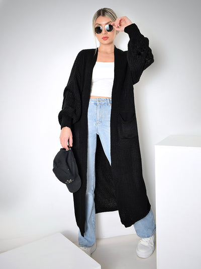 Ava Longline Knitted cardigan Black