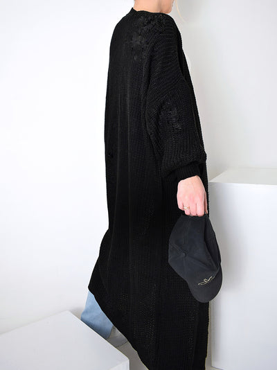 Ava Longline Knitted cardigan Black