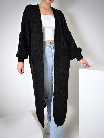 Ava Longline Knitted cardigan Black