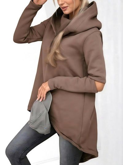 Hooded cut out sleeve detail oversize jumper Mocca