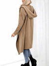 Hooded longline cardigan Camel