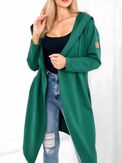 Hooded longline cardigan Green