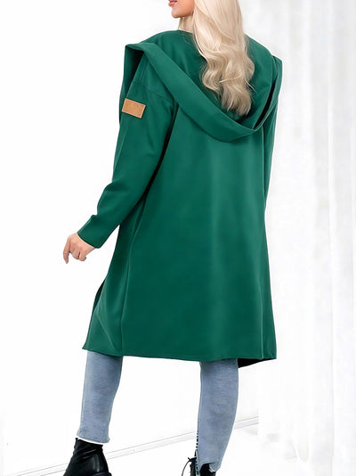 Hooded longline cardigan Green