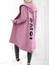 Hooded printed cardigan Dark pink