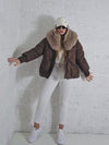 Lucy Faux fur collar puffer jacket Chocolate