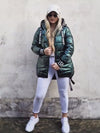 Fashion hooded puffer jacket Green