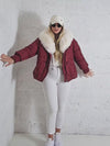 Lucy Faux fur collar puffer jacket Burgundy