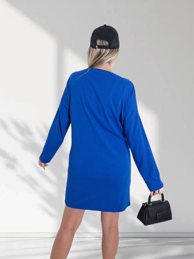 Bear long sleeve jumper dress Blue