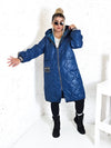 Sara Oversize Quilted hooded jacket Petrol