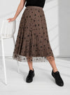 Zoe Brown Flower detail Pleated 2 side skirt