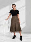 Zoe Brown Flower detail Pleated 2 side skirt