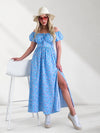 Ailyn Puff sleeve floral Maxi dress Baby Blue
