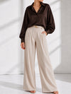 Brown Oversize soft satin shirt