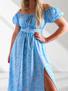 Ailyn Puff sleeve floral Maxi dress Baby Blue