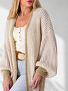 Puff sleeve Knitted cardigan Beige