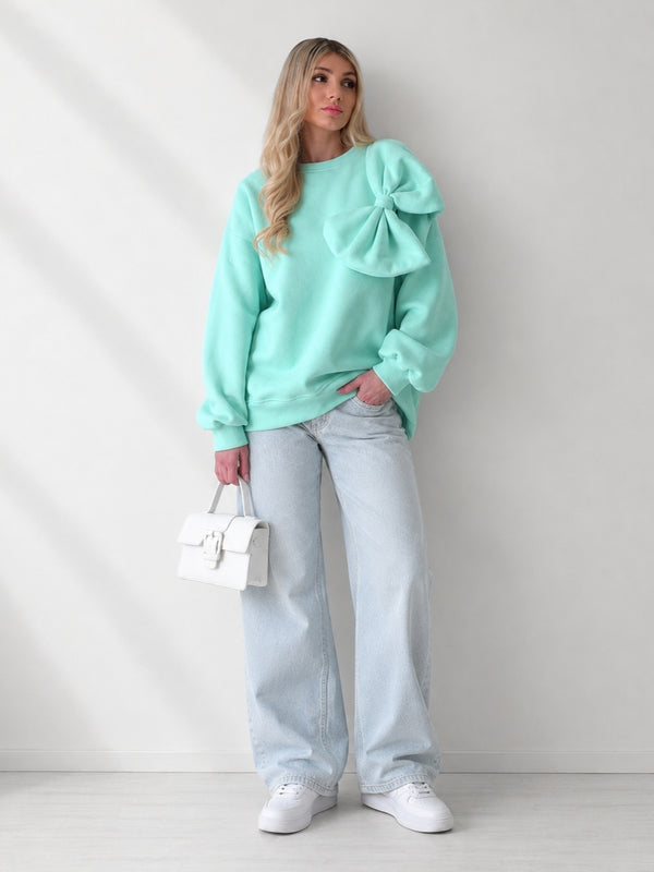 Charlotte 3D bow jumper Mint