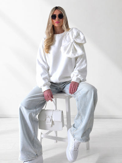 Charlotte 3D bow jumper White/Cream