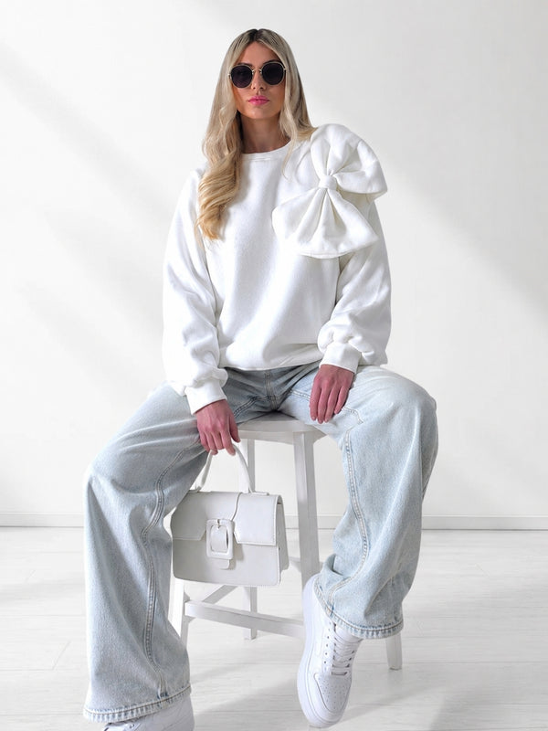 Charlotte 3D bow jumper White/Cream