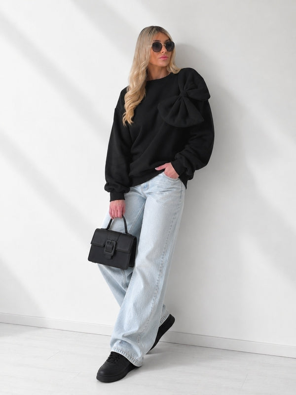 Charlotte 3D bow jumper Black