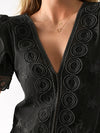 Lace crochet short sleeve top Black