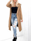 Hooded longline cardigan Camel