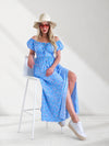 Ailyn Puff sleeve floral Maxi dress Baby Blue