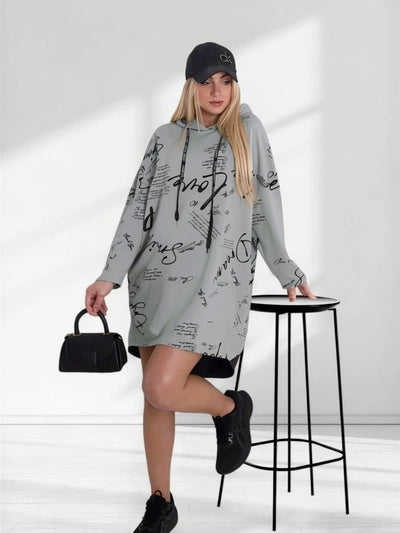 Letter print jumper dress Grey